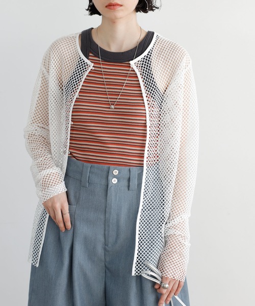 GeeRA（ジーラ）の「2wayメッシュカーディガン（カーディガン/ボレロ・レディース・オフホワイト/ブラック・MEDIUM/LARGE）」の3枚目の写真