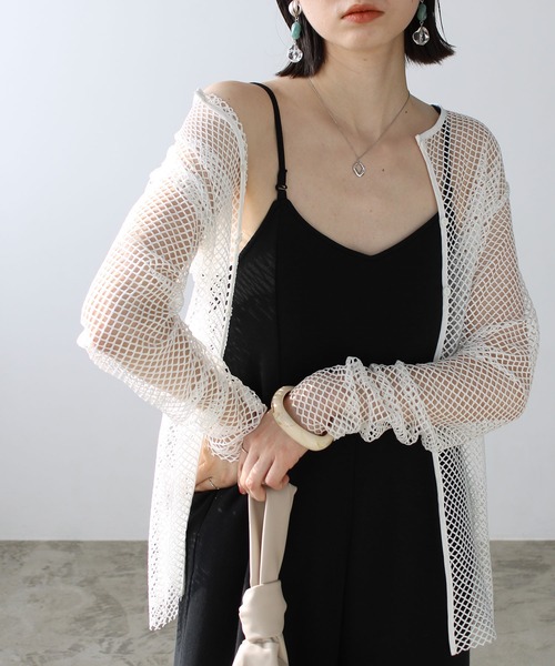 GeeRA（ジーラ）の「2wayメッシュカーディガン（カーディガン/ボレロ・レディース・オフホワイト/ブラック・MEDIUM/LARGE）」の19枚目の写真