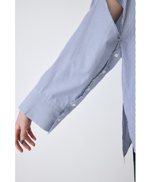 MOUSSY（マウジー）の「ARM SLIT OVER シャツ（シャツ/ブラウス・レディース・オフホワイト/ネイビー系/ピンク・FREE）」の12枚目の写真