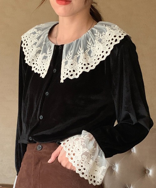 EU vintage/ビッグカラーブラウス/西ドイツ たわい