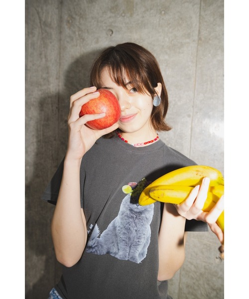 PARKS TOKYO SELECT(パークストウキョウセレクト)の「【MF】MIXX DAVID / fruits cat Tシャツ(Tシャツ/カットソー・レディース・ホワイト/ブラック・SMALL/MEDIUM)」の13枚目の写真