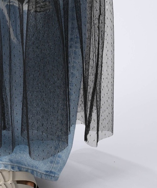 niko and...(ニコアンド)の「ドットチュールカバーキャミソール ワンピース(ワンピース・レディース・ブラック/オフホワイト・FREE)」の11枚目の写真