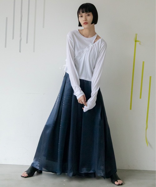 VACANCY（ヴァカンシー）の「シャイニータックロングスカート（スカート・レディース・ゴールド/パープル/ネイビー/ブルー/シルバー・FREE）」の21枚目の写真