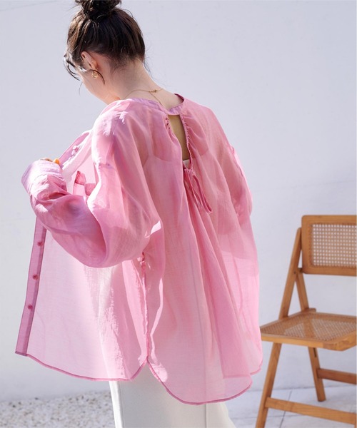 titivate(ティティベイト)の「シアーバックシャンシャツ(シャツ/ブラウス・レディース・ピンク/ライトベージュ/ミント・S/M)」の3枚目の写真