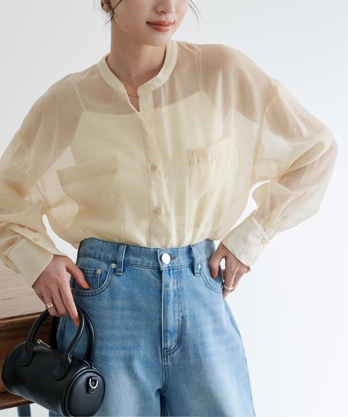 titivate(ティティベイト)の「シアーバックシャンシャツ(シャツ/ブラウス・レディース・ピンク/ライトベージュ/ミント・S/M)」の13枚目の写真