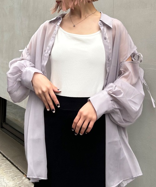 トラノイ 】完売♡バックスリット リボン シアーシャツ 16,500 INGNI 