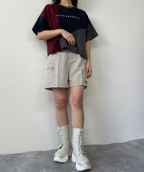 179/WG（イチナナキュウダブルジー）の「カラーブロックTシャツ（Tシャツ/カットソー・レディース・ネイビー/オフホワイト/オートミール・FREE）」の17枚目の写真