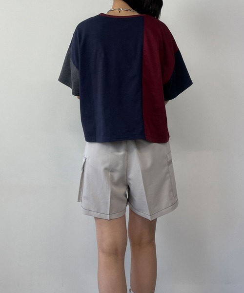 179/WG（イチナナキュウダブルジー）の「カラーブロックTシャツ（Tシャツ/カットソー・レディース・ネイビー/オフホワイト/オートミール・FREE）」の5枚目の写真