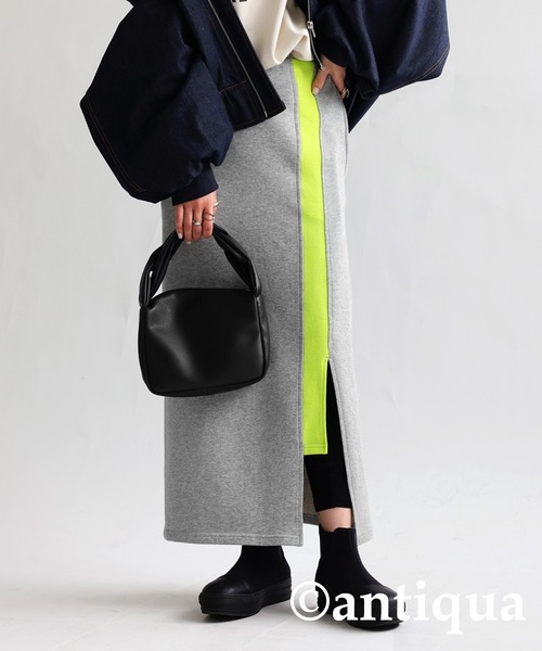 antiqua（アンティカ）の「裏毛配色ラインスカート（スカート・レディース・ブラック/杢グレー・FREE）」の15枚目の写真