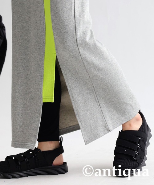 antiqua（アンティカ）の「裏毛配色ラインスカート（スカート・レディース・ブラック/杢グレー・FREE）」の16枚目の写真