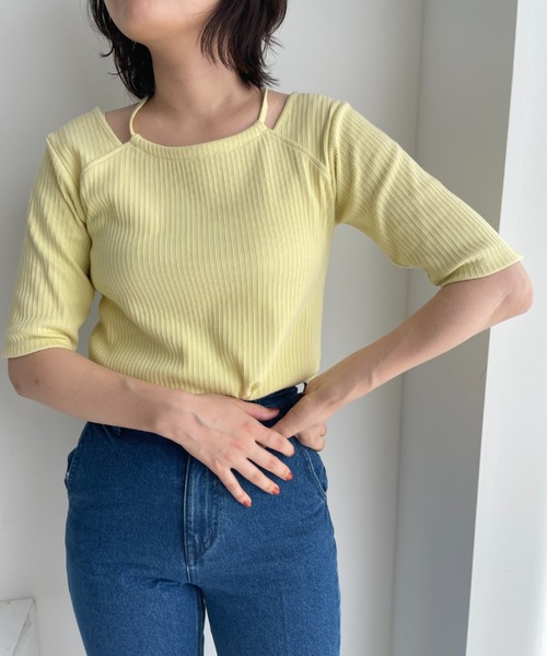 LOWRYS FARM(ローリーズファーム)の「レイヤードライクテレコ5S 905394(Tシャツ/カットソー・レディース・ブラック/ホワイト/イエロー・FREE)」の3枚目の写真