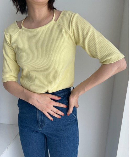 LOWRYS FARM(ローリーズファーム)の「レイヤードライクテレコ5S 905394(Tシャツ/カットソー・レディース・ブラック/ホワイト/イエロー・FREE)」の4枚目の写真