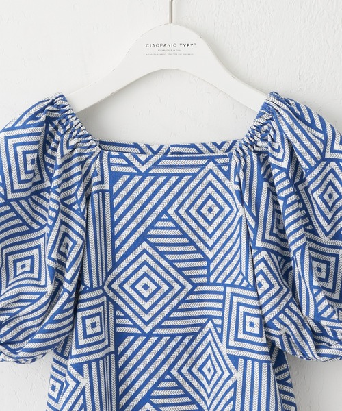 CIAOPANIC TYPY（チャオパニックティピー）の「【KIDS】バティック柄リネン2WAYオフショルワンピ（ワンピース・キッズ・ブルー/イエロー・S/M/L/XL/XXL）」の8枚目の写真