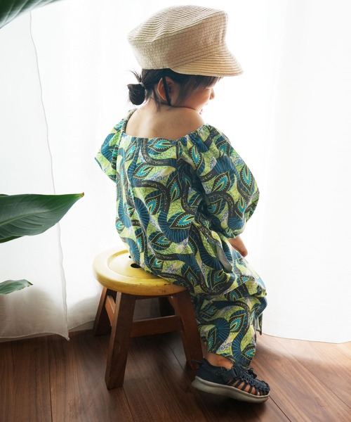 CIAOPANIC TYPY（チャオパニックティピー）の「【KIDS】バティック柄リネン2WAYオフショルワンピ（ワンピース・キッズ・ブルー/イエロー・S/M/L/XL/XXL）」の13枚目の写真