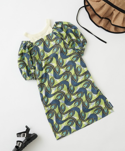CIAOPANIC TYPY（チャオパニックティピー）の「【KIDS】バティック柄リネン2WAYオフショルワンピ（ワンピース・キッズ・ブルー/イエロー・S/M/L/XL/XXL）」の18枚目の写真