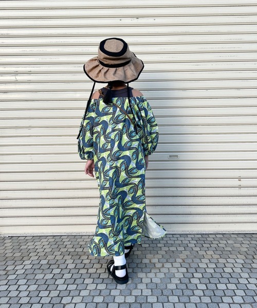 CIAOPANIC TYPY（チャオパニックティピー）の「【KIDS】バティック柄リネン2WAYオフショルワンピ（ワンピース・キッズ・ブルー/イエロー・S/M/L/XL/XXL）」の21枚目の写真