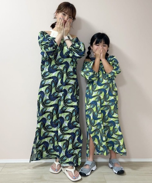 CIAOPANIC TYPY（チャオパニックティピー）の「【KIDS】バティック柄リネン2WAYオフショルワンピ（ワンピース・キッズ・ブルー/イエロー・S/M/L/XL/XXL）」の19枚目の写真