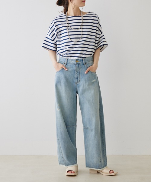 ルミノア ボーダーカットソー Tシャツ オーバーサイズ 大きめ ゆったり ルミノア Le minor ボーダー 2025SS ビッグシルエット 大きい
