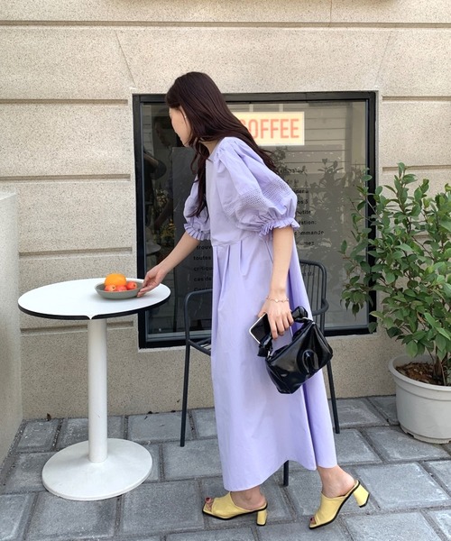 lit.Cy(リットシー)の「キャンディスリーブ パフスリーブ ロングワンピース(ワンピース・レディース・ブラック/パープル・FREE)」の9枚目の写真