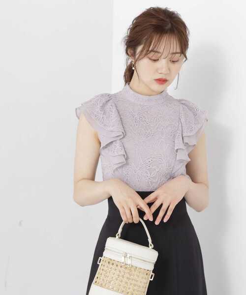 PROPORTION BODY DRESSING（プロポーションボディドレッシング）の「レースラッフルブラウス / 1213210500（シャツ/ブラウス・レディース・ブラック/ホワイト系その他/パープル・SMALL/MEDIUM）」の3枚目の写真