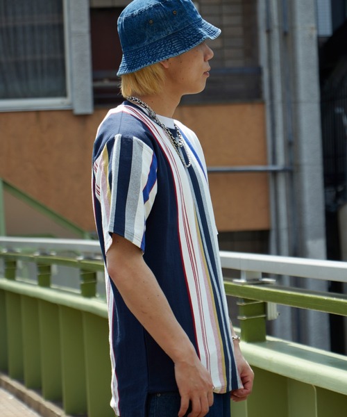 NO NEED(ノーニード)の「USAコットンストライプTシャツ(Tシャツ/カットソー・メンズ・グレー系その他/マスタード/ネイビー・L/LL)」の6枚目の写真