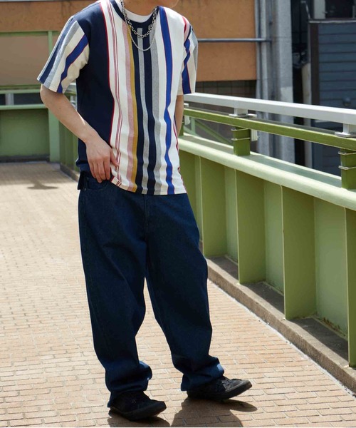 NO NEED(ノーニード)の「USAコットンストライプTシャツ(Tシャツ/カットソー・メンズ・グレー系その他/マスタード/ネイビー・L/LL)」の18枚目の写真