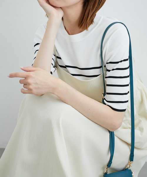 ROPE' PICNIC(ロペピクニック)の「Beauty knit/UVカット・洗える・接触冷感/ハーフスリーブニットプルオーバー(ニット/セーター・レディース・キナリ/ホワイト系その他5/ブルー/ピンク系その他2/ブラック・38)」の2枚目の写真