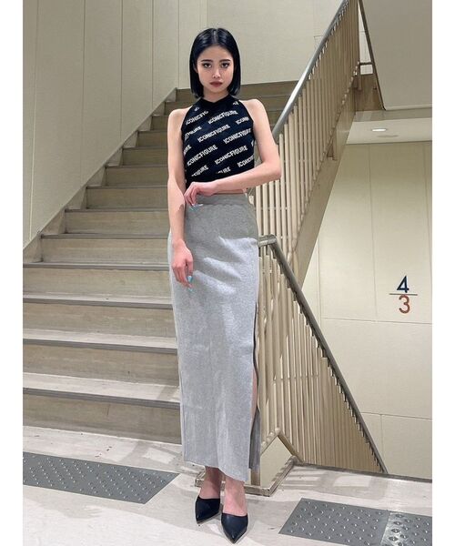 GYDA（ジェイダ）の「DEEPスリット リブロングスカート（スカート・レディース・ブラック/グレー/オレンジ・FREE）」の8枚目の写真