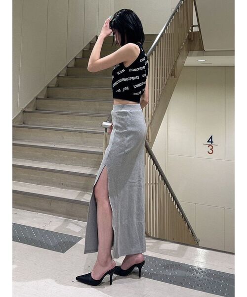GYDA（ジェイダ）の「DEEPスリット リブロングスカート（スカート・レディース・ブラック/グレー/オレンジ・FREE）」の9枚目の写真