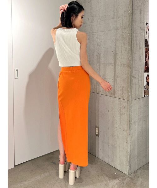 GYDA（ジェイダ）の「DEEPスリット リブロングスカート（スカート・レディース・ブラック/グレー/オレンジ・FREE）」の14枚目の写真