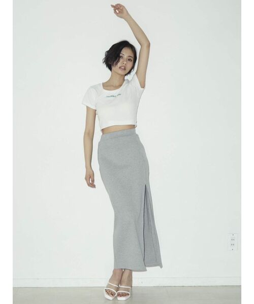 GYDA（ジェイダ）の「DEEPスリット リブロングスカート（スカート・レディース・ブラック/グレー/オレンジ・FREE）」の18枚目の写真