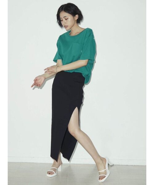 GYDA（ジェイダ）の「DEEPスリット リブロングスカート（スカート・レディース・ブラック/グレー/オレンジ・FREE）」の20枚目の写真