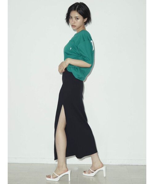 GYDA（ジェイダ）の「DEEPスリット リブロングスカート（スカート・レディース・ブラック/グレー/オレンジ・FREE）」の21枚目の写真