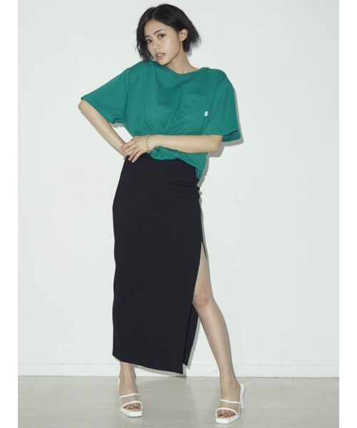 GYDA（ジェイダ）の「DEEPスリット リブロングスカート（スカート・レディース・ブラック/グレー/オレンジ・FREE）」の22枚目の写真