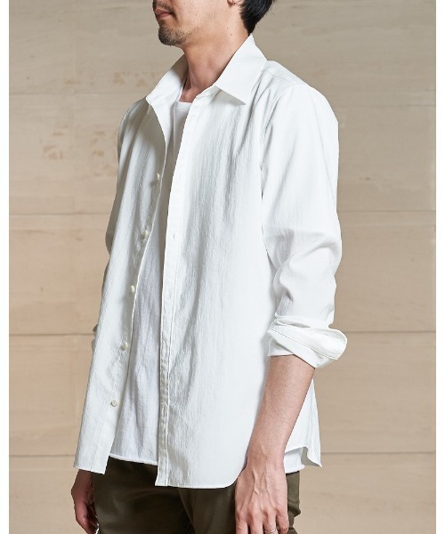 メンズ　wjk ダブルジェーケー　シャツ　レギュラーカラー　シワ加工　白　L メンズ wjk ダブルジェーケー シャツ レギュラーカラー シワ加工