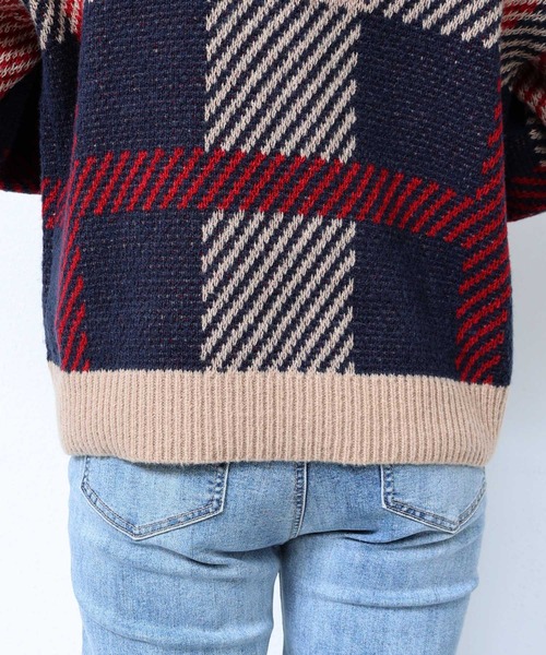 andme（アンドミー）の「【新色追加】チェックジャガード長袖ニットトップス（ニット/セーター・レディース・ベージュ/ブルー/イエロー/ピンク/グリーン・M）」の15枚目の写真