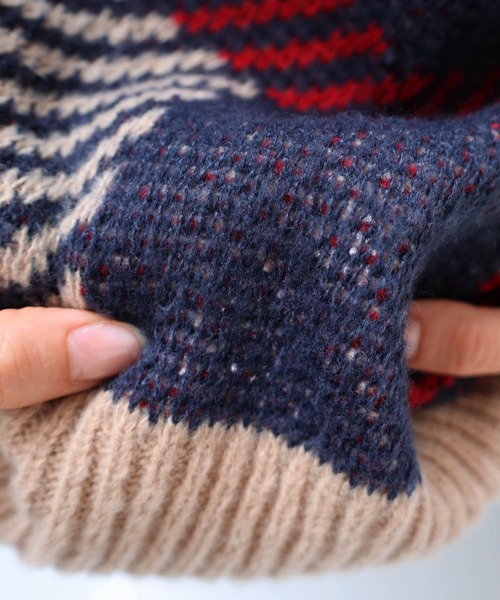 andme（アンドミー）の「【新色追加】チェックジャガード長袖ニットトップス（ニット/セーター・レディース・ベージュ/ブルー/イエロー/ピンク/グリーン・M）」の16枚目の写真