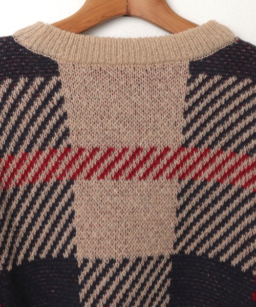 andme（アンドミー）の「【新色追加】チェックジャガード長袖ニットトップス（ニット/セーター・レディース・ベージュ/ブルー/イエロー/ピンク/グリーン・M）」の21枚目の写真