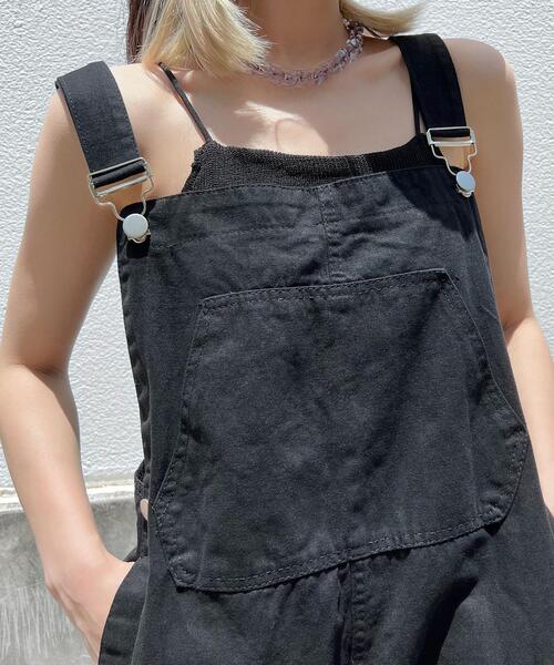 Figments（フィグメンツ）の「ショートサロペット（サロペット/オーバーオール・レディース・ブラック/オフホワイト・FREE）」の21枚目の写真