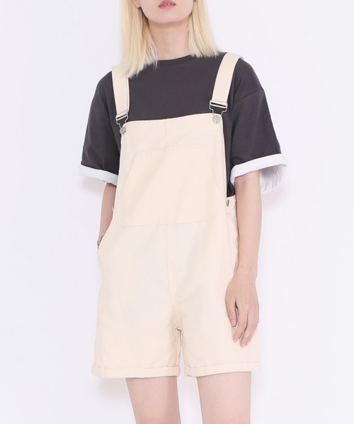 Figments（フィグメンツ）の「ショートサロペット（サロペット/オーバーオール・レディース・ブラック/オフホワイト・FREE）」の2枚目の写真