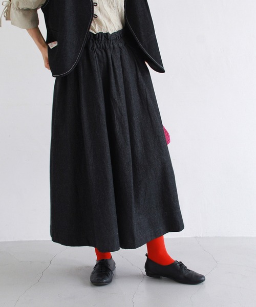 Crisp(クリスプ)の「デニムフレアスカート(スカート・レディース・ブラック/アイボリー・FREE)」の8枚目の写真