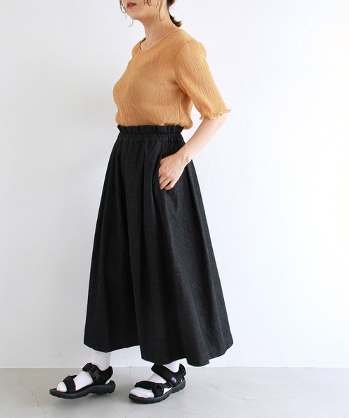 Crisp(クリスプ)の「デニムフレアスカート(スカート・レディース・ブラック/アイボリー・FREE)」の12枚目の写真