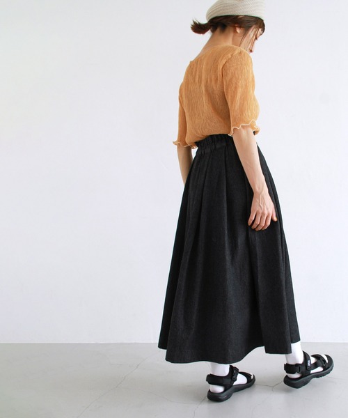 Crisp(クリスプ)の「デニムフレアスカート(スカート・レディース・ブラック/アイボリー・FREE)」の13枚目の写真