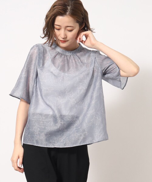 grove(グローブ)の「◆シアードビープリントブラウス(シャツ/ブラウス・レディース・ホワイト系3/ブルー系その他2/チャコール・01/02/05/04/03)」の1枚目の写真
