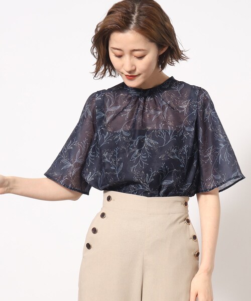 grove(グローブ)の「◆シアードビープリントブラウス(シャツ/ブラウス・レディース・ホワイト系3/ブルー系その他2/チャコール・01/02/05/04/03)」の3枚目の写真