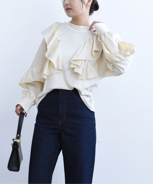 美品 Eimee Law エイミーロウ コクーンスリーブバックフリルトップス Eimee Law エイミーロー コクーンスリーブバックフリルトップス