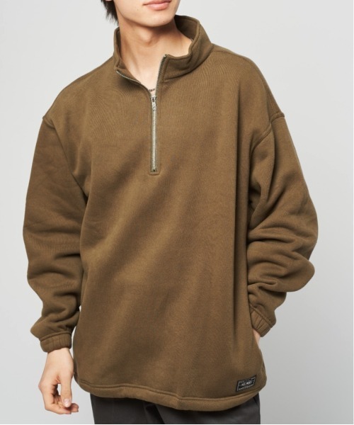BIG MIKE（ビッグマイク）の「BIG MIKE ビッグマイク/ 裏起毛 スタンドカラー ハーフジップスウェット リラックスシルエット サイドポケット ユニセックス // 102338000（スウェット・メンズ・ブラック/オリーブ/ベージュ・MEDIUM/LARGE/X-LARGE）」の20枚目の写真