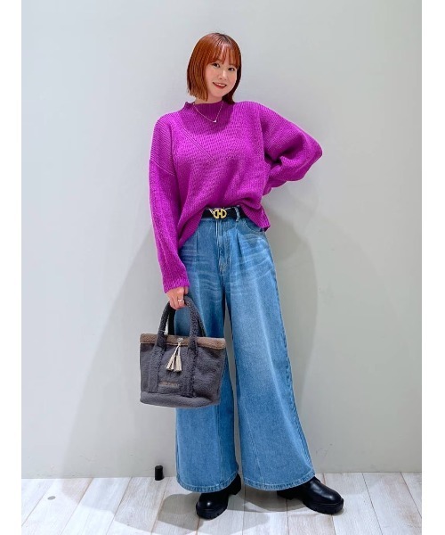 BAYFLOW（ベイフロー）の「アゼカラーニットプルオーバー（ニット/セーター・レディース・ターコイズブルー/パープル/グレー系/イエロー/オフホワイト・FREE）」の16枚目の写真