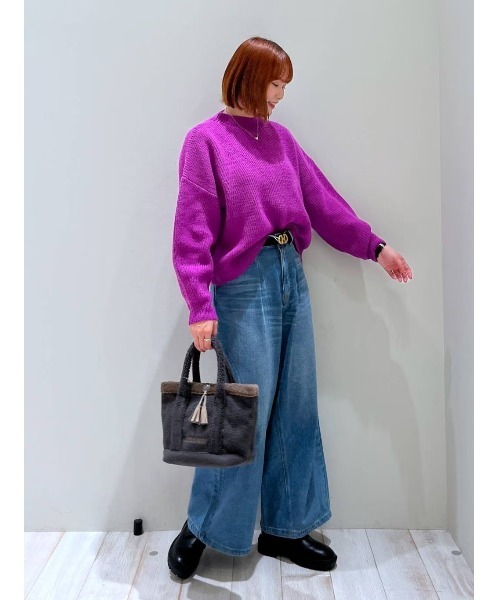 BAYFLOW（ベイフロー）の「アゼカラーニットプルオーバー（ニット/セーター・レディース・ターコイズブルー/パープル/グレー系/イエロー/オフホワイト・FREE）」の17枚目の写真