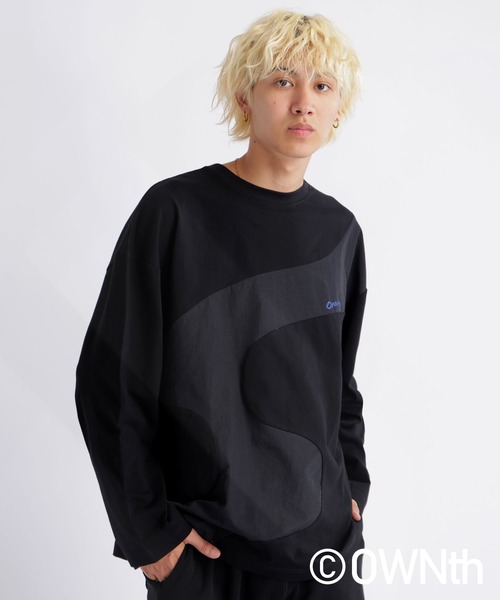 antiqua（アンティカ）の「ウェーブラインドッキングロンT（Tシャツ/カットソー・レディース・ブラック/オフホワイト・FREE）」の2枚目の写真